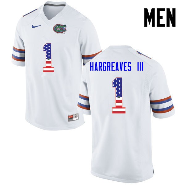 Florida Gators Men #1 Vernon Hargreaves III College Football USA Flag Fashion White